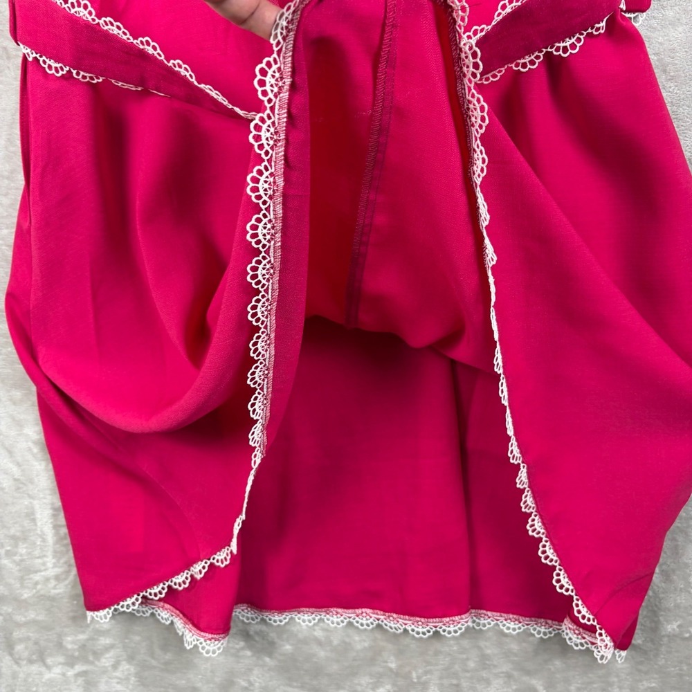 Voodoo Vixen Dress US 10 Pink Peter Pan Collar Belted Swing Retro Romantic - Picture 13 of 13